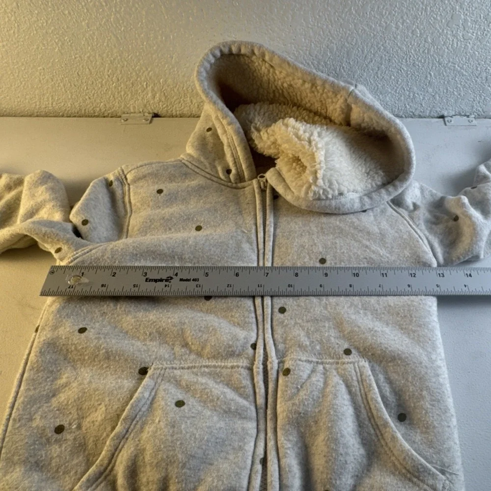 OshKosh B'gosh Gray Polka Dot Hooded Fleece-Lined Zip Jacket 4T 20598910